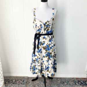 Loft NWT Blue Floral Eyelet Cottagecore Countrycore Feminine Midi Sundress Sz 14